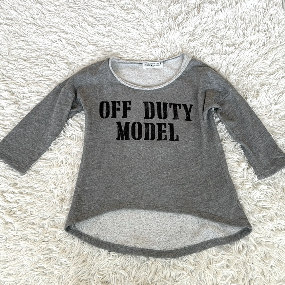 Project Social T Off Duty Model Fleece Sweatshirt Top Size Small